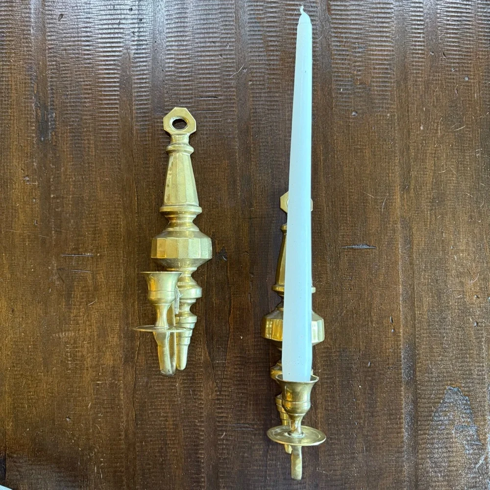 Vintage Solid Brass Wall Sconces (2)